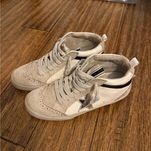 ShuShop Cream and Silver Women's High-Top Sneakers